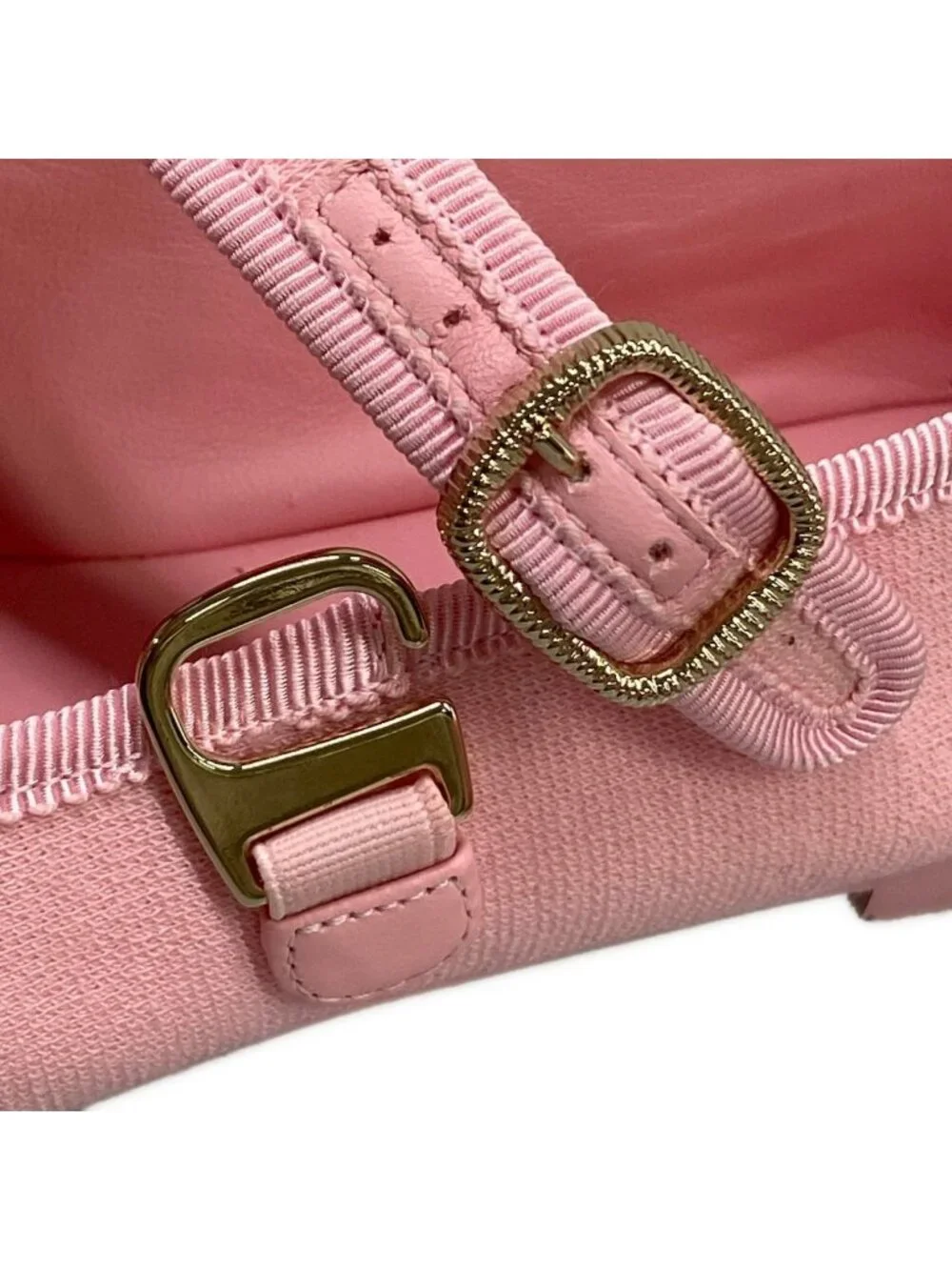 Chanel Flat Shoes C Light Pink Black CC Logo Cotton
